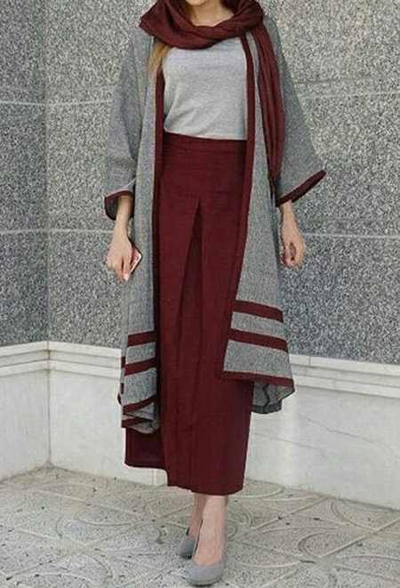 مدل مانتوی طوسی و خاکستری 