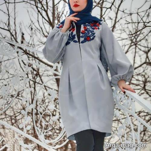مدل مانتوی طوسی و خاکستری 