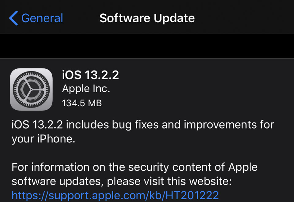 آپدیت iOS 13.2.2 برای رفع یکی از مشکلات اساسی آیفون ارایه شد