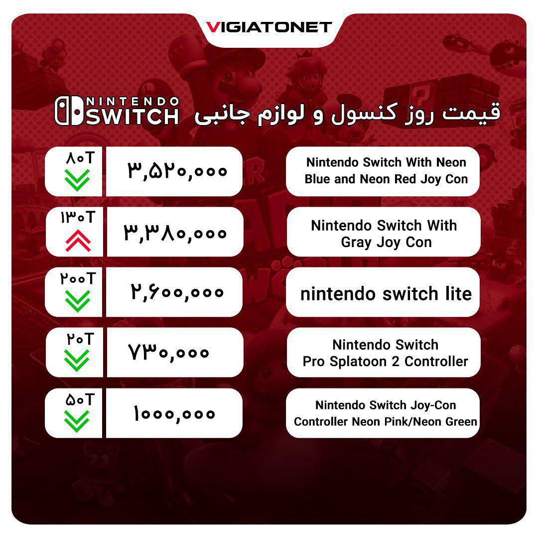لیست قیمت انواع کنسول بازی و لوازم جانبی