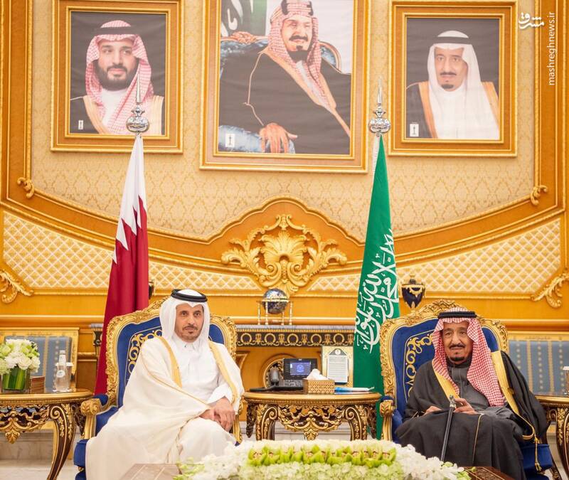  استقبال شاه سعودی از نخست‌وزیر قطر