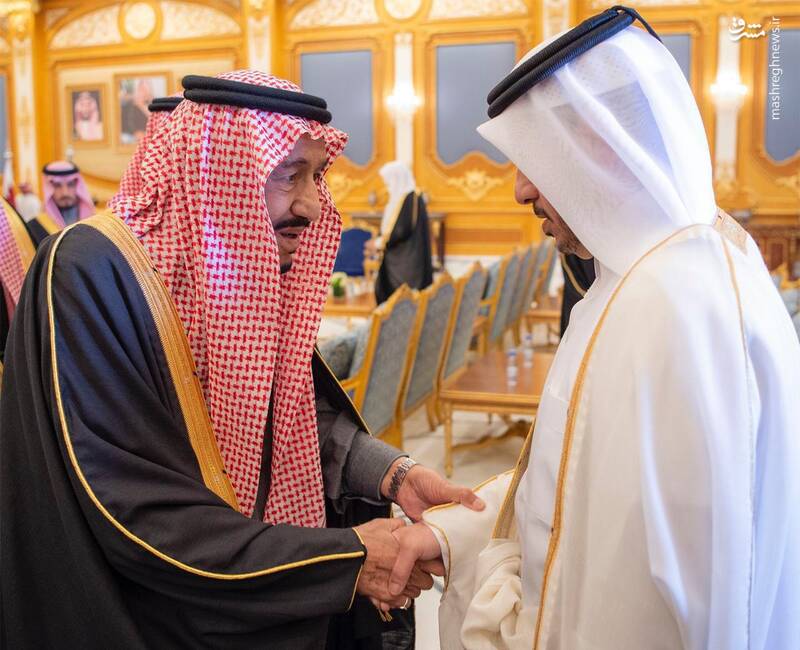  استقبال شاه سعودی از نخست‌وزیر قطر