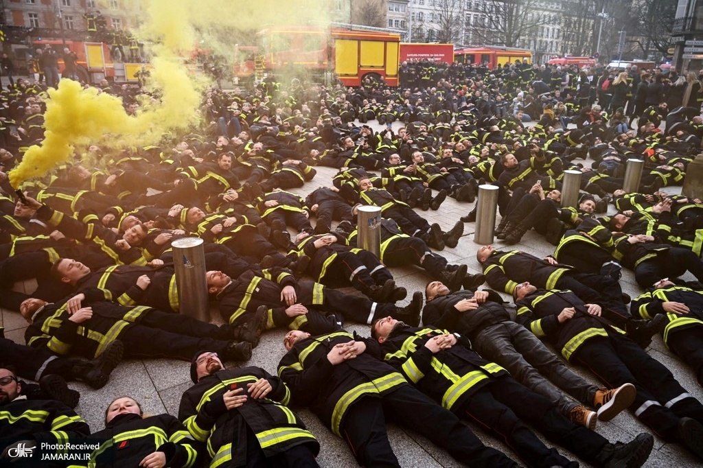 اعتراض آتش نشانان در استراسبورگ فرانسه