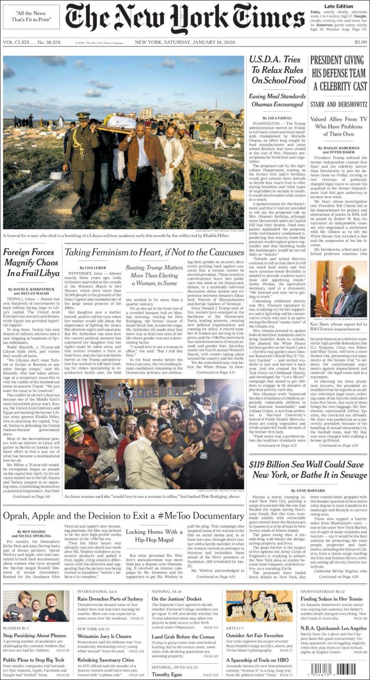 صفحه اول روزنامه نیویورک تایمز/ نیروهای خارجی آشوب در لیبی شکننده را بزرگتر می سازند