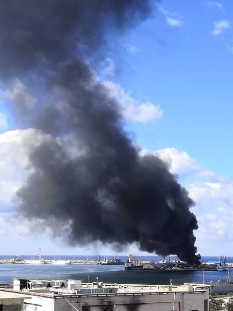 نیروهای خلیفه حفتر: کشتی حامل مهمات ترکیه در طرابلس منهدم شد