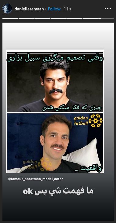 واکنش همسر فابرگاس به سبیل همسرش به زبان فارسی 