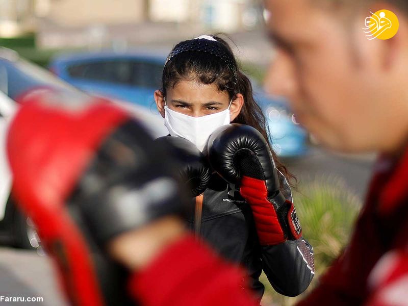تمرین دختران بوکسور غزه در خیابان