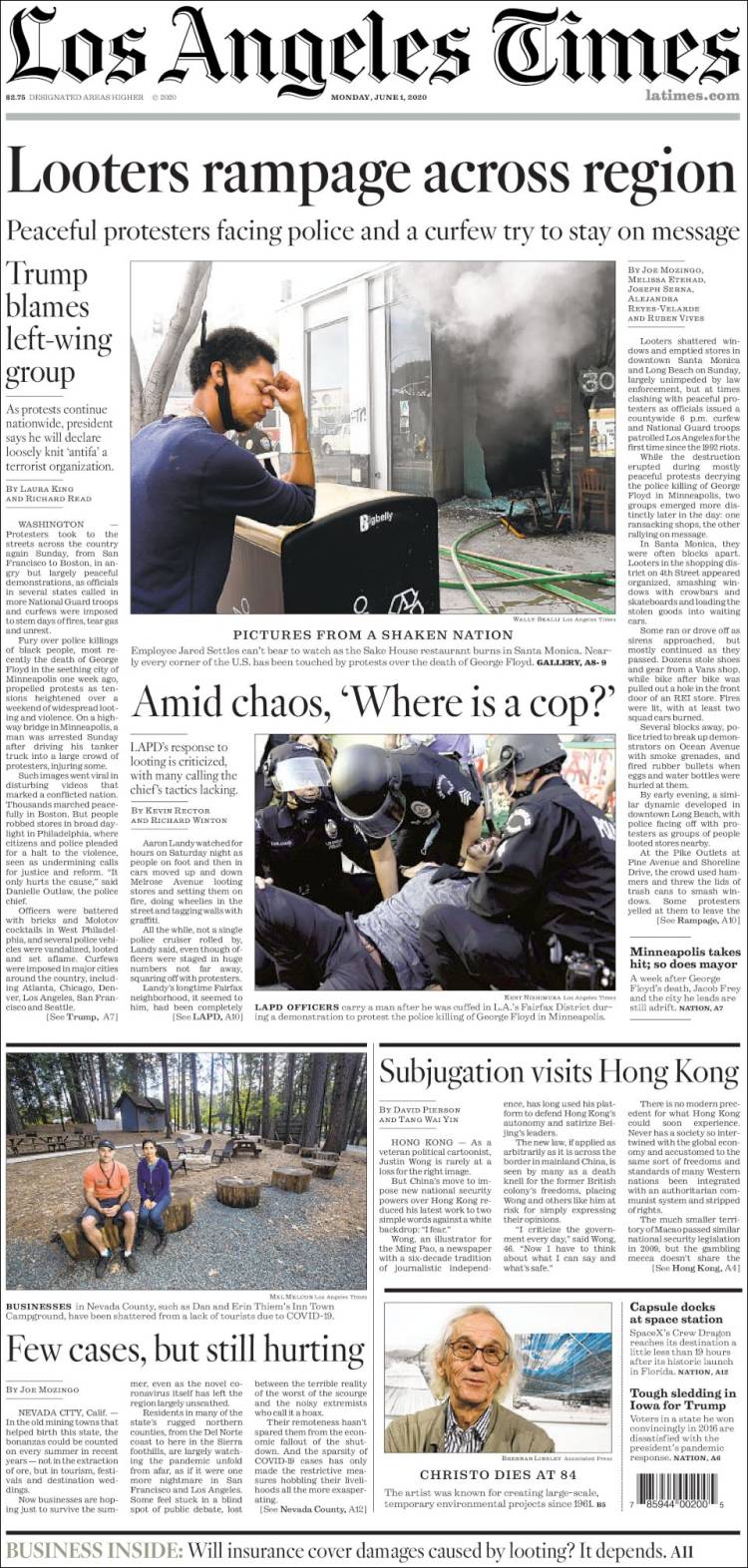صفحه اول روزنامه لس آنجلس تایمز/ ترکتازی غارتگران در سراسر منطقه