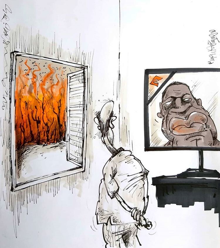 کاریکاتور/ آقای تلویزیون آتش سوزی رو هم ببین!