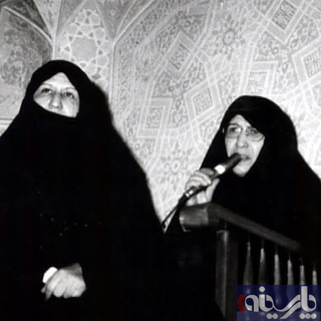عکس/ سخنرانی همسر امام خمینی(ره) در مراسم چهلم ایشان