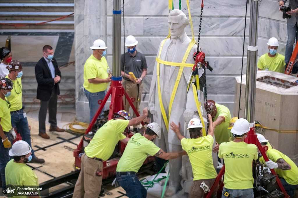 انتقال مجسمه رئیس جمهور سابق آمریکا از ترس معترضان