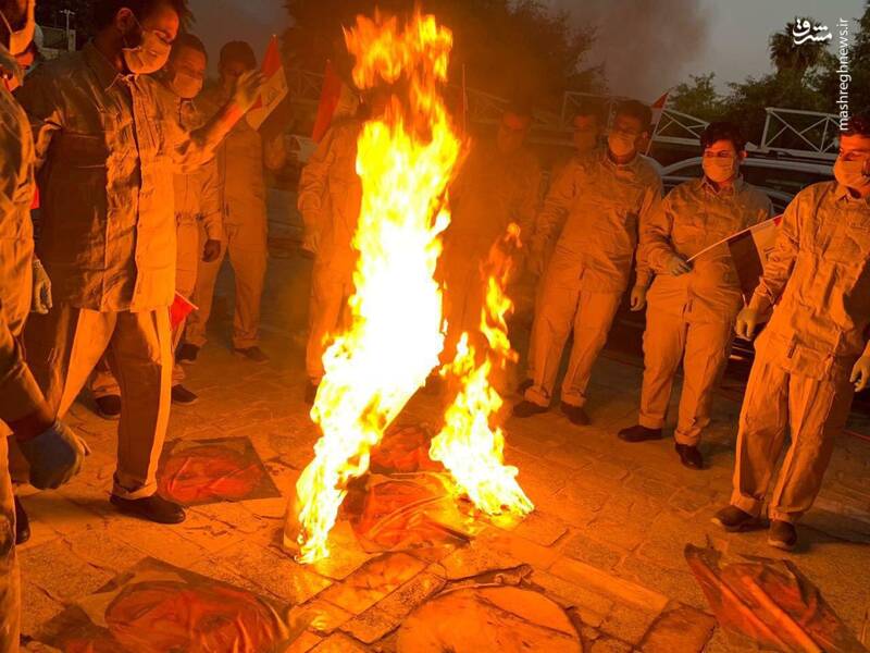 تصویر الکاظمی زیر پای رزمندگان آزادشده حشدالشعبی