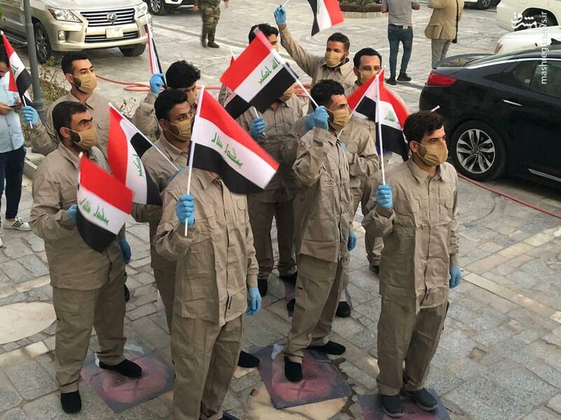 تصویر الکاظمی زیر پای رزمندگان آزادشده حشدالشعبی