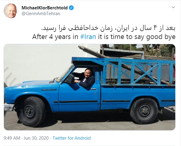 سفیر‌آلمان با نیسان آبی از ایران رفت