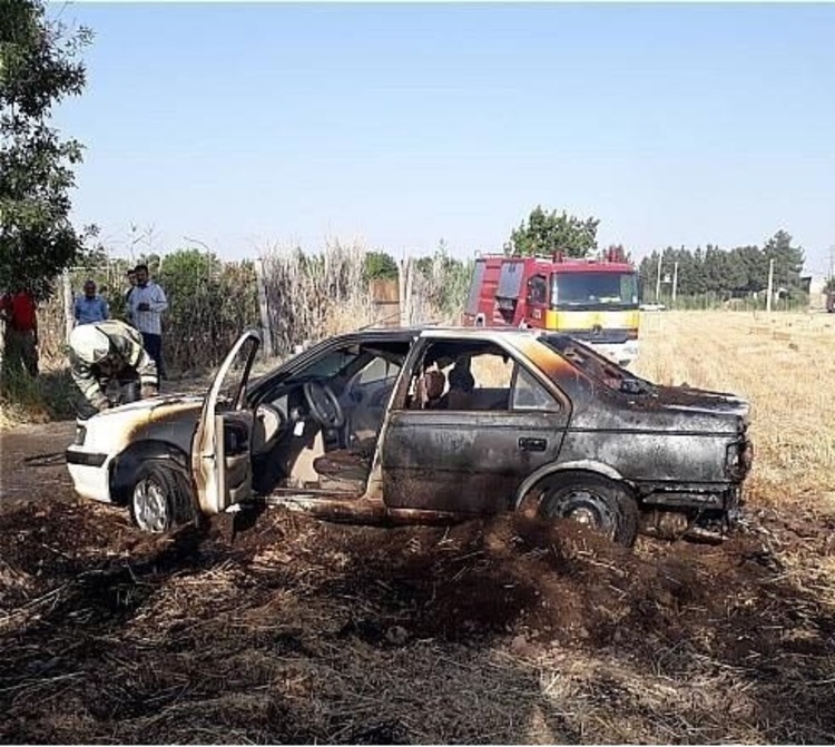 عکس/ آتش‌سوزی گندم‌زار منجر به آتش گرفتن پژوپارس شد