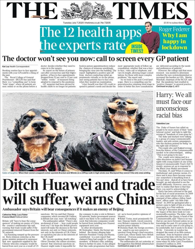 صفحه اول روزنامه تایمز/ هشدار چین: کنار گذاشتن هواوی پیامد تجاری خواهد داشت