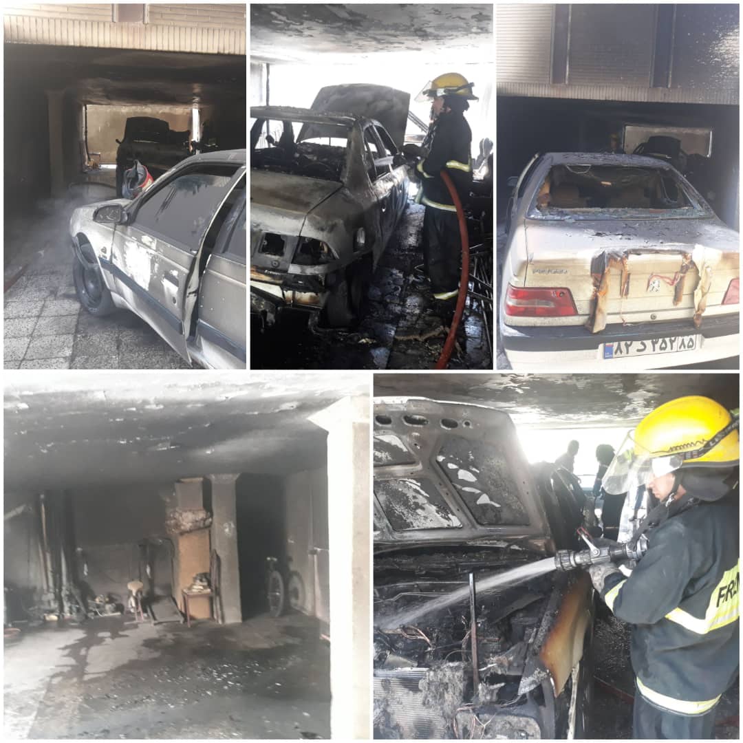 حریق در پارکینگ مجتمع مسکونی در زاهدان؛ ۲خودرو در آتش سوخت