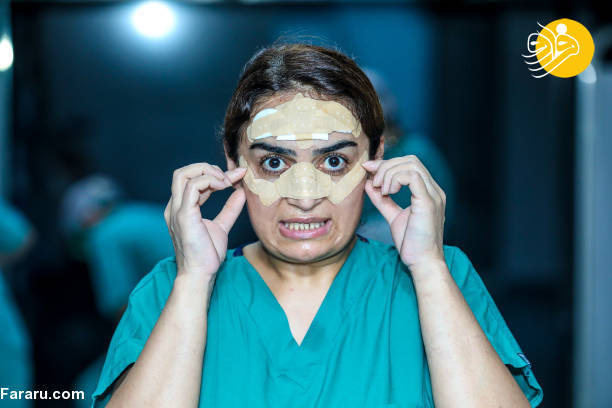 عکس/ اثر ماسک بر چهره پرستاران آذربایجانی