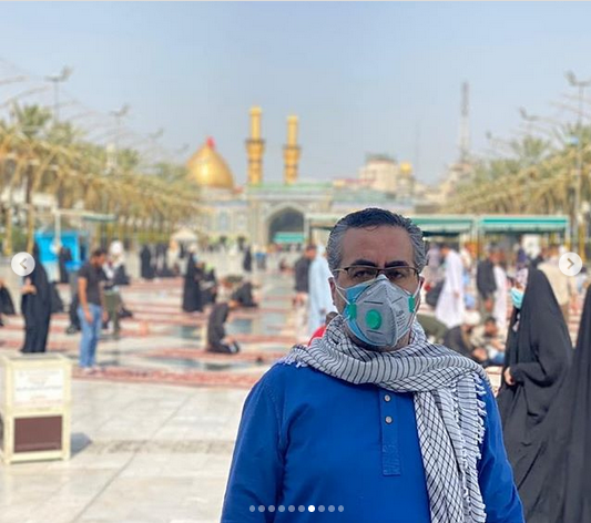 تصاویری از جهانپور با دو ماسک در بین ‌الحرمین