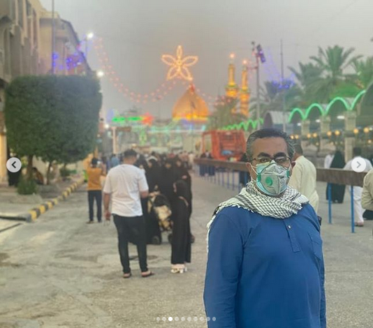 تصاویری از جهانپور با دو ماسک در بین ‌الحرمین
