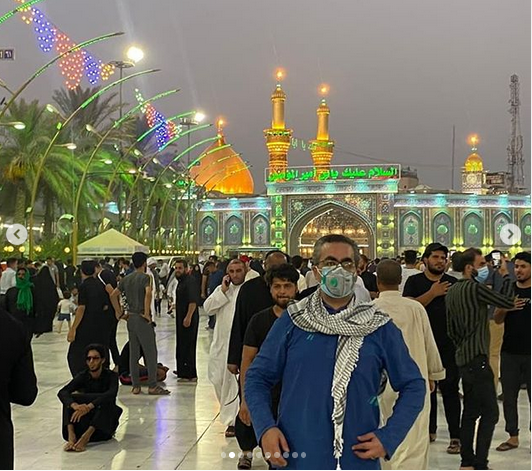 تصاویری از جهانپور با دو ماسک در بین ‌الحرمین