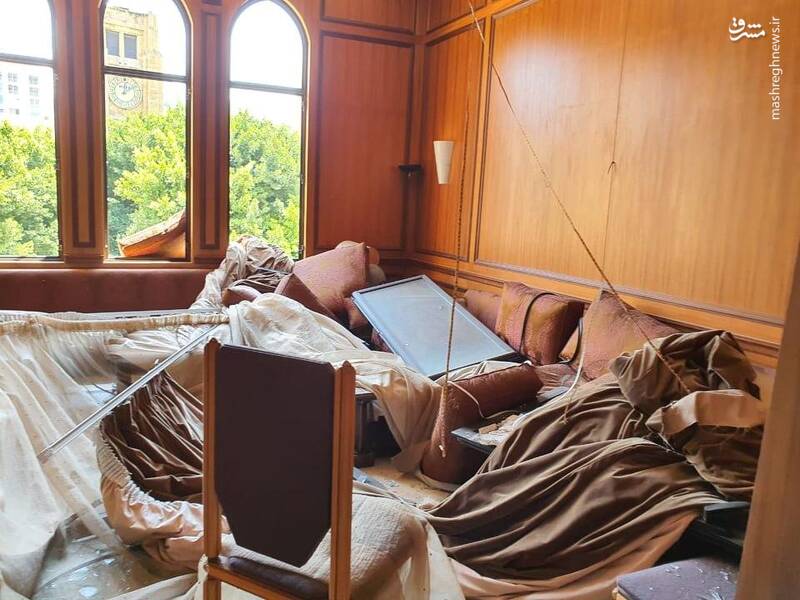 آثار انفجار بندر بیروت بر پارلمان لبنان