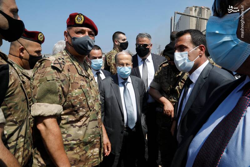 بازدید رئیس‌جمهور لبنان از محل انفجار