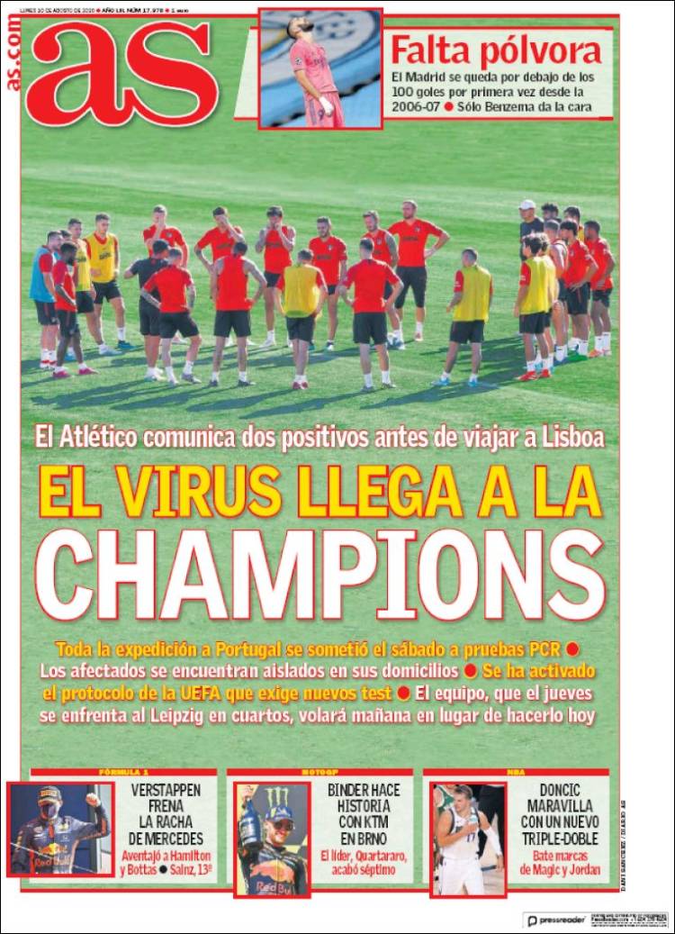 صفحه اول روزنامه اسپانیایی آس