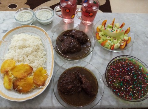 از شما/فسنجون وماست دلال ودسر طالبي وژله دورنگ من خ خوشمزه شد خبري 