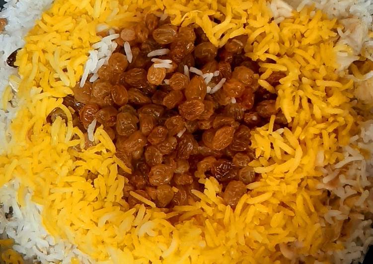 آموزش تهيه کشمش پلو با مرغ