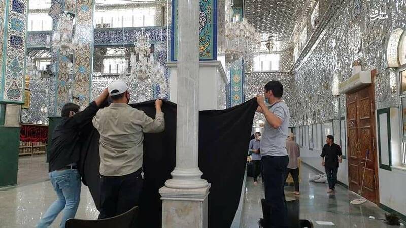 رنگ عزای حسینی در حرم حضرت زینب (س)