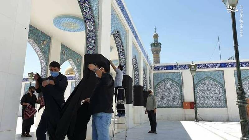 رنگ عزای حسینی در حرم حضرت زینب (س)