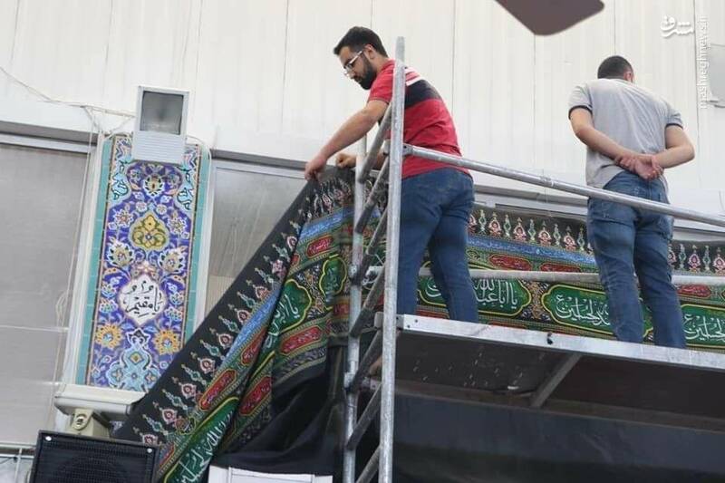 رنگ عزای حسینی در حرم حضرت زینب (س)