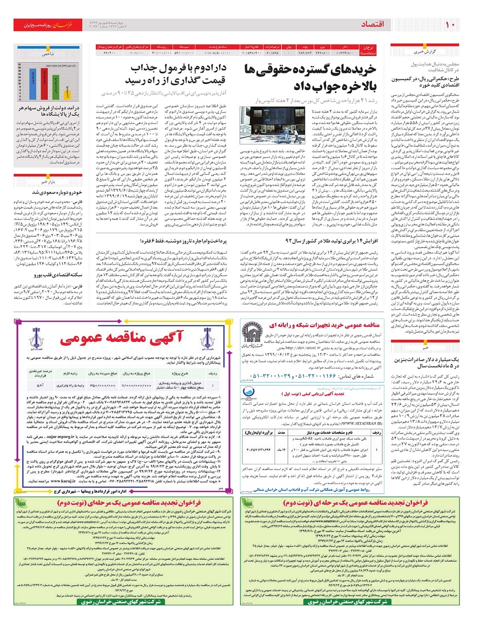 روزنامه خراسان/ بورس بالاخره سبز شد
