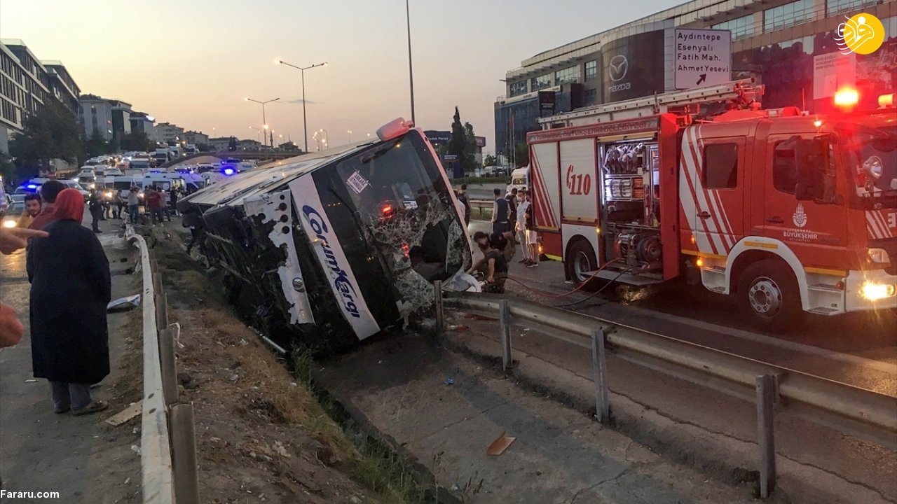 واژگونی اتوبوس مسافربری در استانبول