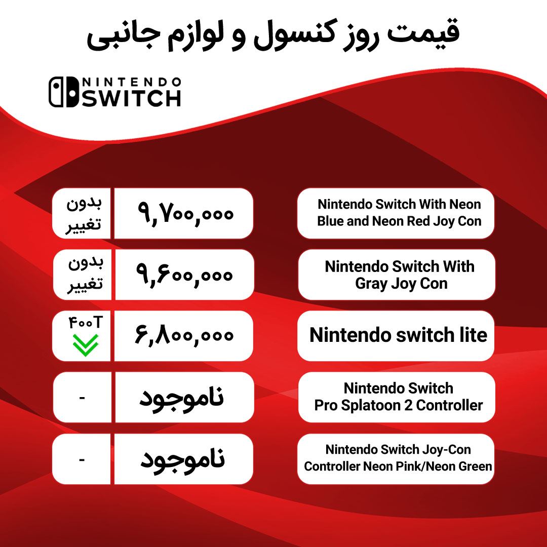قیمت انواع کنسول بازی و لوازم جانبی آن در بازار