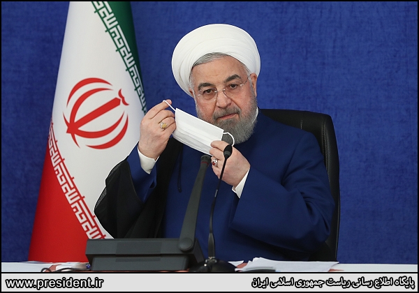 ماسک رئیس جمهور در جلسه ستاد ملی مبارزه با کرونا