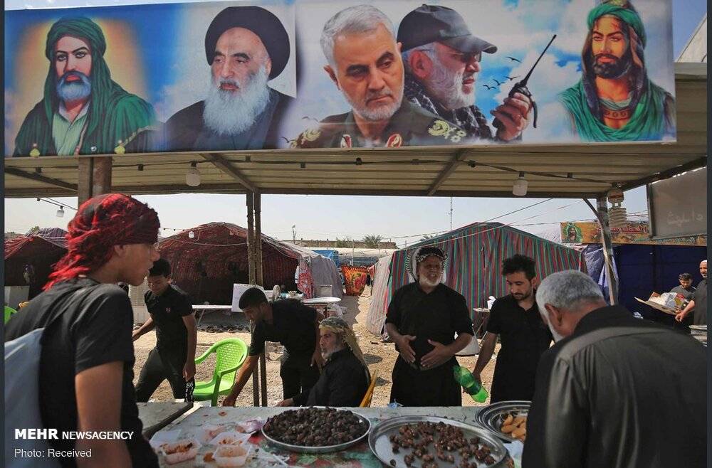 تصاویر شهید سلیمانی و ابومهدی در پیاده روی اربعین