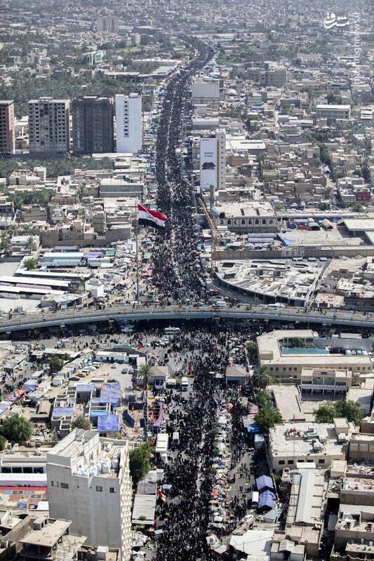 اولین تصاویر هوایی از راهپیمایی اربعین امسال