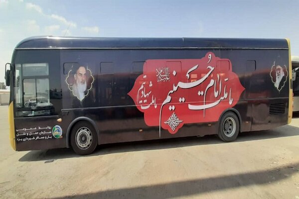 عکس/ ورود ۲ اتوبوس فضاسازی‌شده اربعینی به شهر میراث جهانی