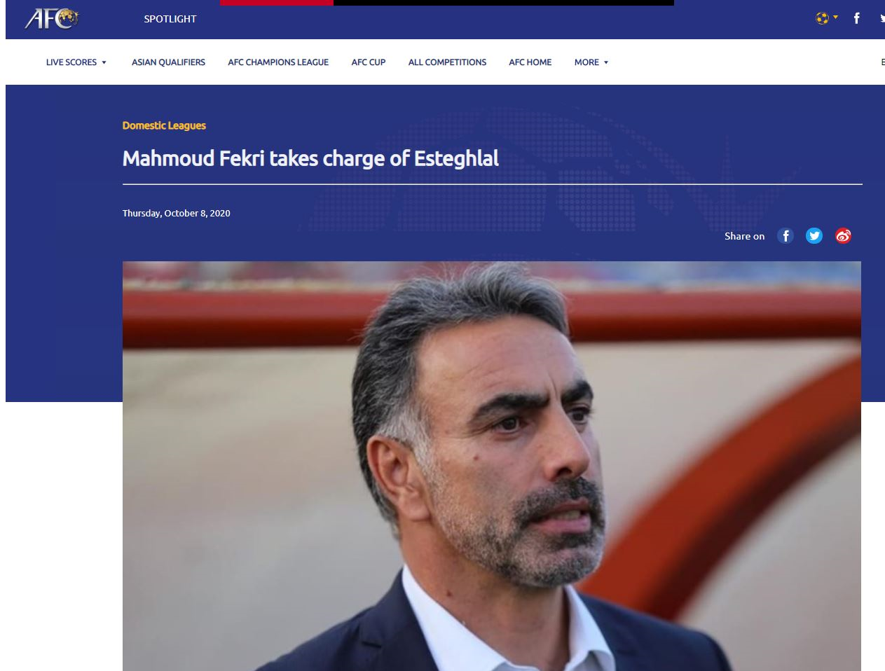 واکنش AFC به سرمربیگری فکری در استقلال