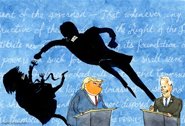 کارتون/ تصویری دیده نشده از مناظره ترامپ و بایدن!