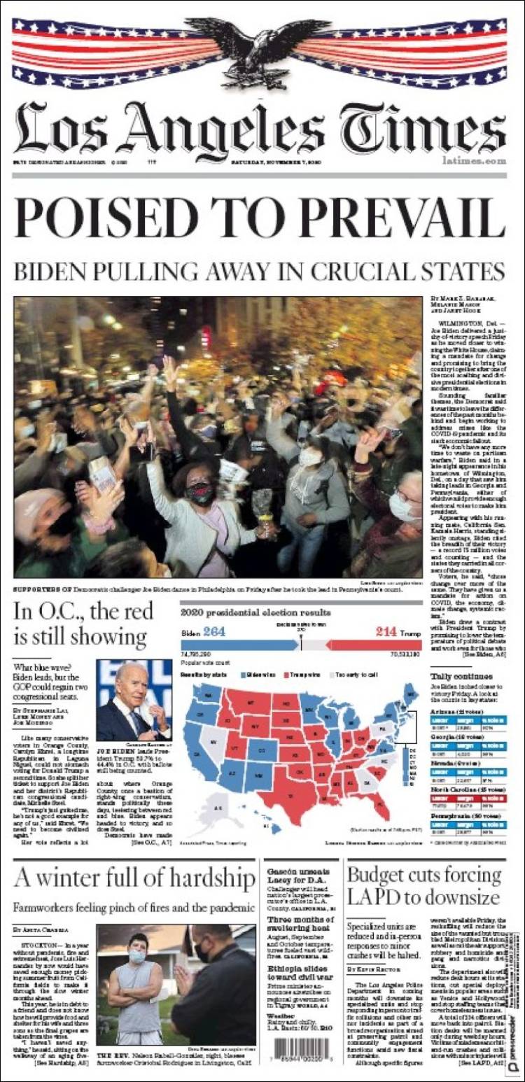 صفحه اول روزنامه لس آنجلس تایمز/ آماده شدن برای چیرگی