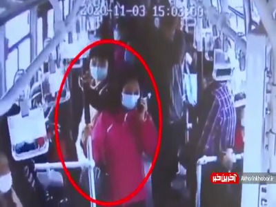 فرار دزد از پنجره اتوبوس!