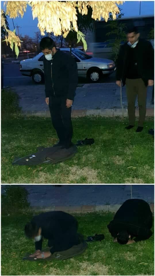 نماز اول وقت ورزشکار معروف در فضای سبز
