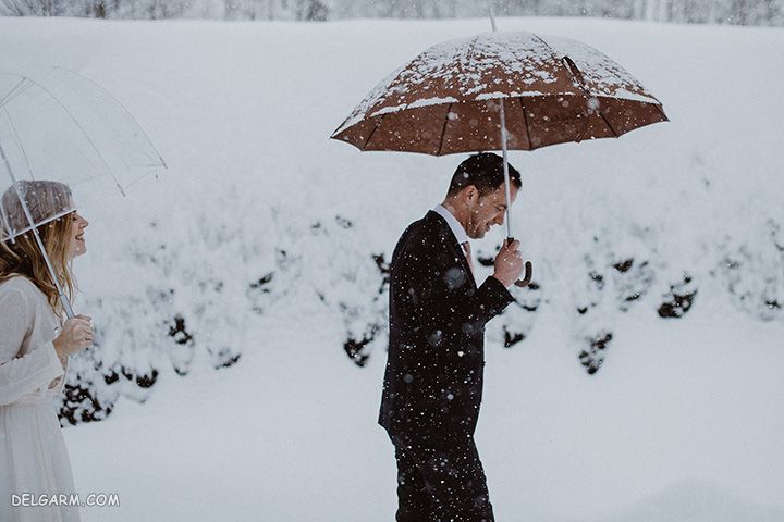 ژست دخترانه و پسرانه عکاسی در برف