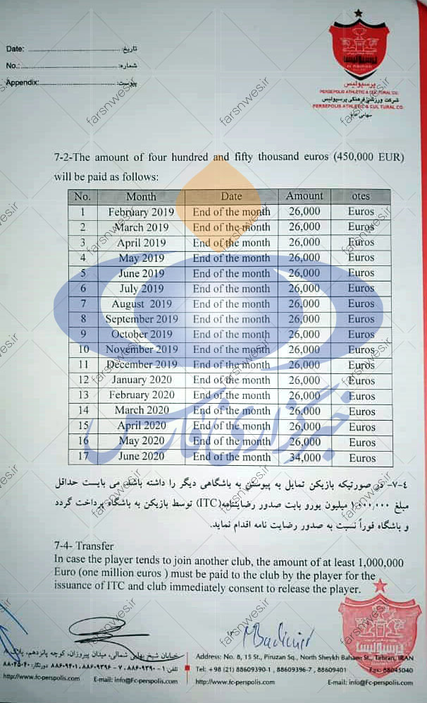 انتشار قرارداد 14.5 میلیاردی ماریو بودیمیر