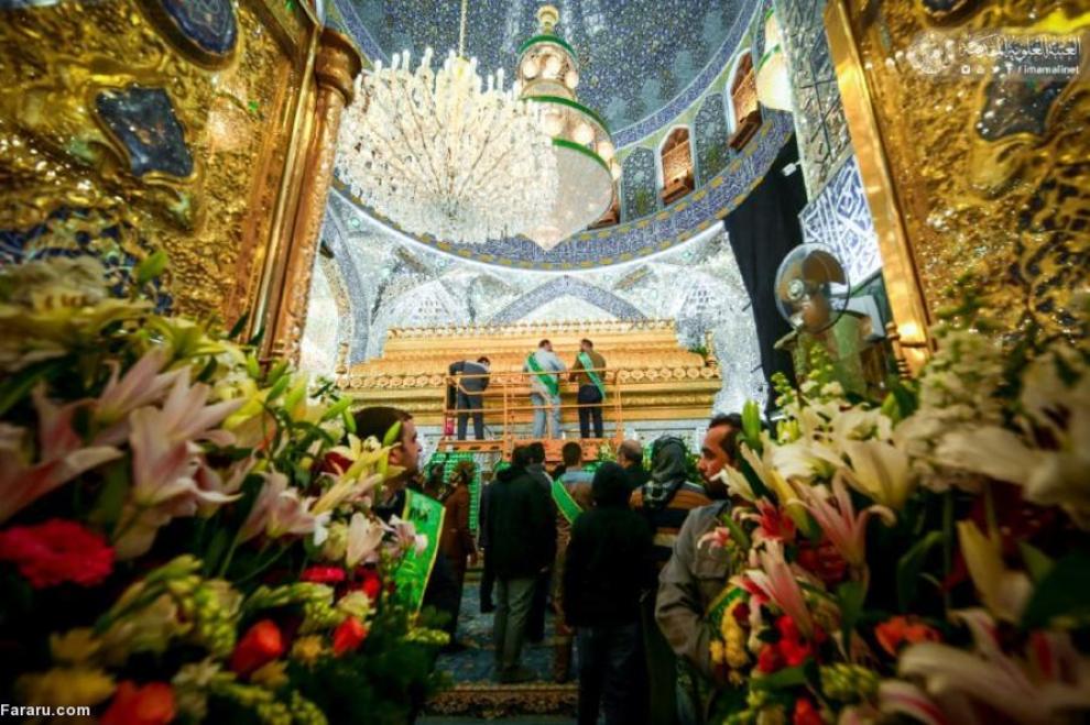 عکس/ گل‌آرایی حرم امام علی(ع) در آستانه ولادت حضرت زهرا(س)