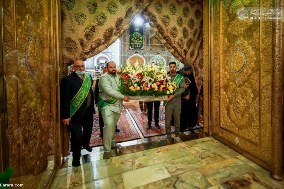 عکس/ گل‌آرایی حرم امام علی(ع) در آستانه ولادت حضرت زهرا(س)