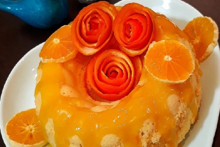 طرز تهيه کيک خانگي با سس پرتقالي عصرانه اي مقوي و سالم